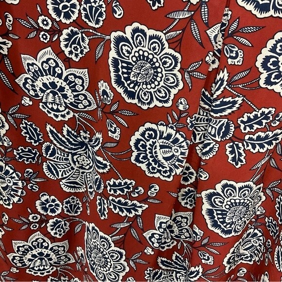 Madewell Silk Slip Dress Sleeveless Burgundy & Navy Blue Floral Sz Lg Sundress - Picture 4 of 7